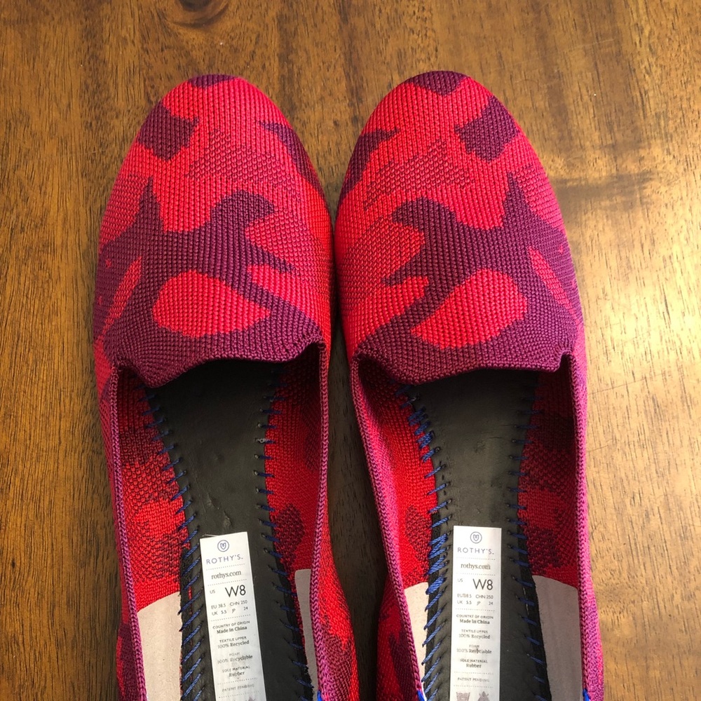 Rothys red camo loafers- size 8